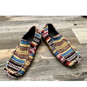 ROPER Women's Liza Canvas Southwest Slip On Shoes Casual Moccasin Size 10